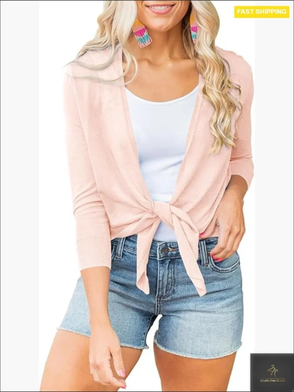 Sheer Tie Knot Bolero Cardigan Summer Long Sleeve Open Front Crop Top